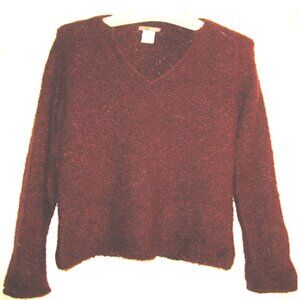 J. Crew Fuzzy Rich Brown Sweater V Neck Size Small